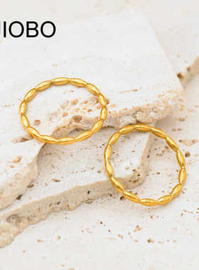 简约小众钛钢戒指米粒串珠