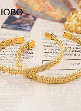 C形开口手镯百搭钛钢编织个性