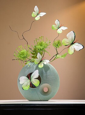 梦想蓝蝴蝶花瓶摆件玄关