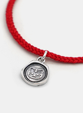 情侣纯银红绳手链包邮