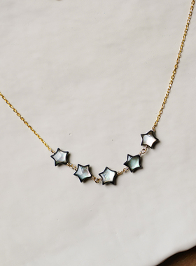 THISNESS黑蝶贝星星纯银镀金项链