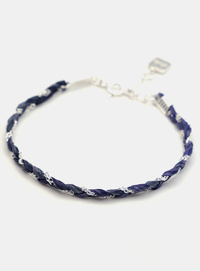 THISNESS 墨蓝色纯银链编织幸运手链
