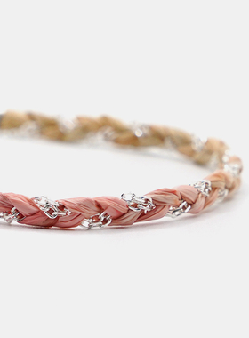THISNESS 纯银粉色渐变编织手链