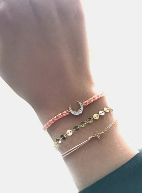 THISNESS菱形香槟色半绳幸运手链