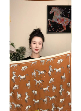 【骏马图】65*65小丝毛新款时尚秋冬气质百搭保暖大方巾丝巾围巾