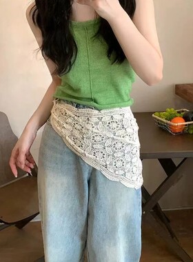 织梦韩系百搭钩花镂空三角巾屁帘