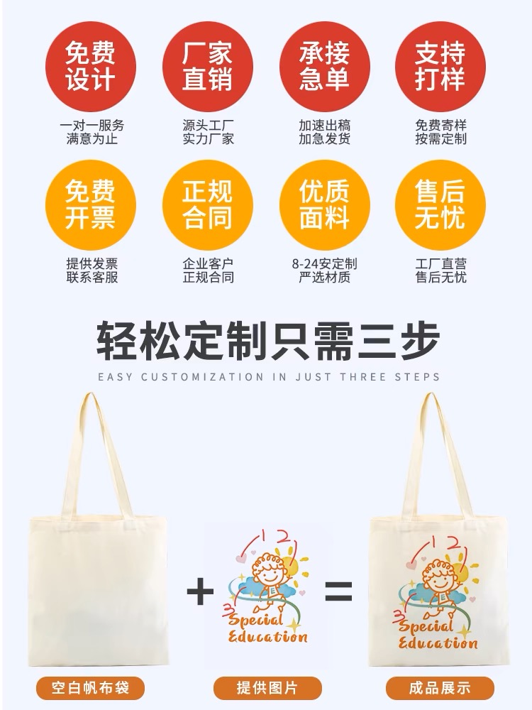 帆布袋定制购物袋宣传礼品手提袋广告棉布袋子diy来图定做帆布包-图0