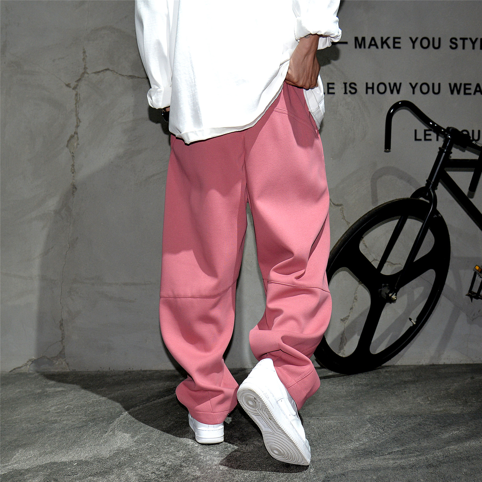 春季美式休闲痞帅高端分手针织卫裤男直筒宽松抽绳百搭阔腿裤子潮,淘宝优惠券,粉丝福利购,淘宝优惠卷