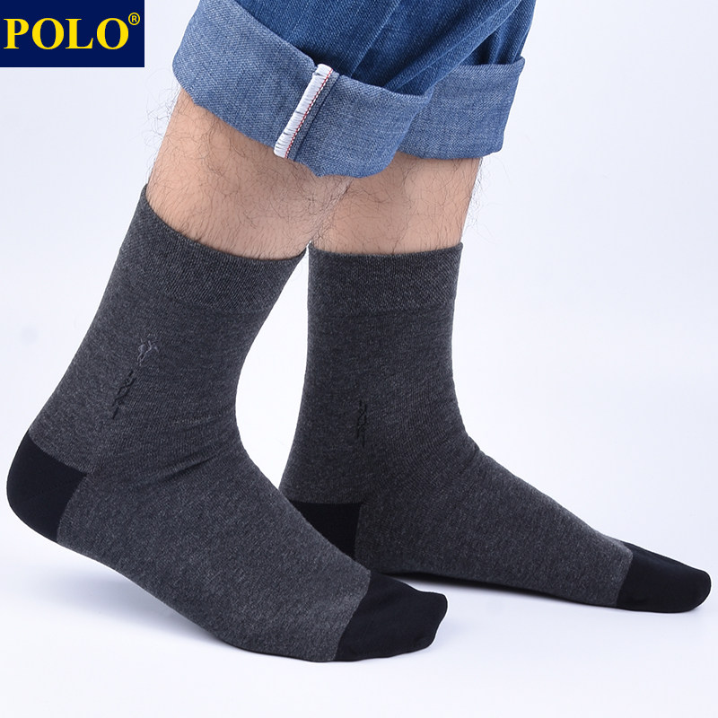 polo男简约百搭秋冬厚款跑步中筒袜 品伦内衣短袜/打底袜/丝袜/美腿袜