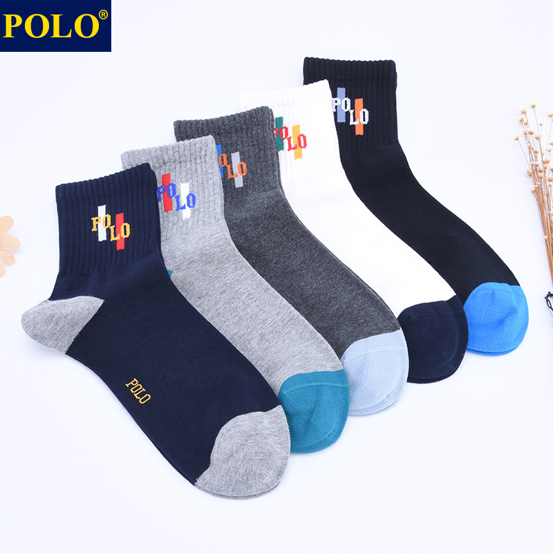 polo男字母潮流百搭秋冬厚款中筒袜 品伦内衣短袜/打底袜/丝袜/美腿袜