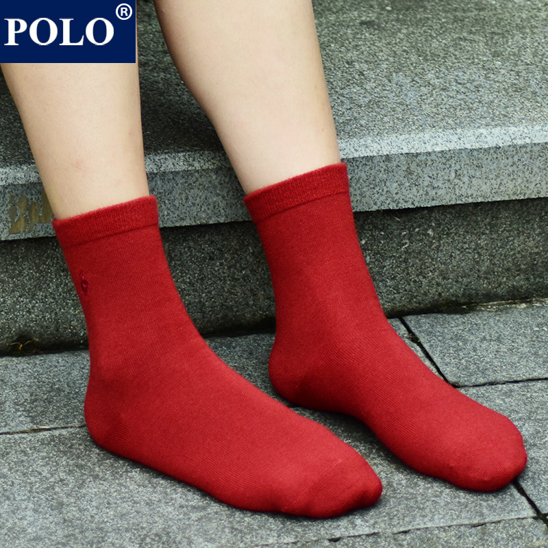 polo羊毛秋冬款中厚纯色百搭中筒袜 品伦内衣短袜/打底袜/丝袜/美腿袜