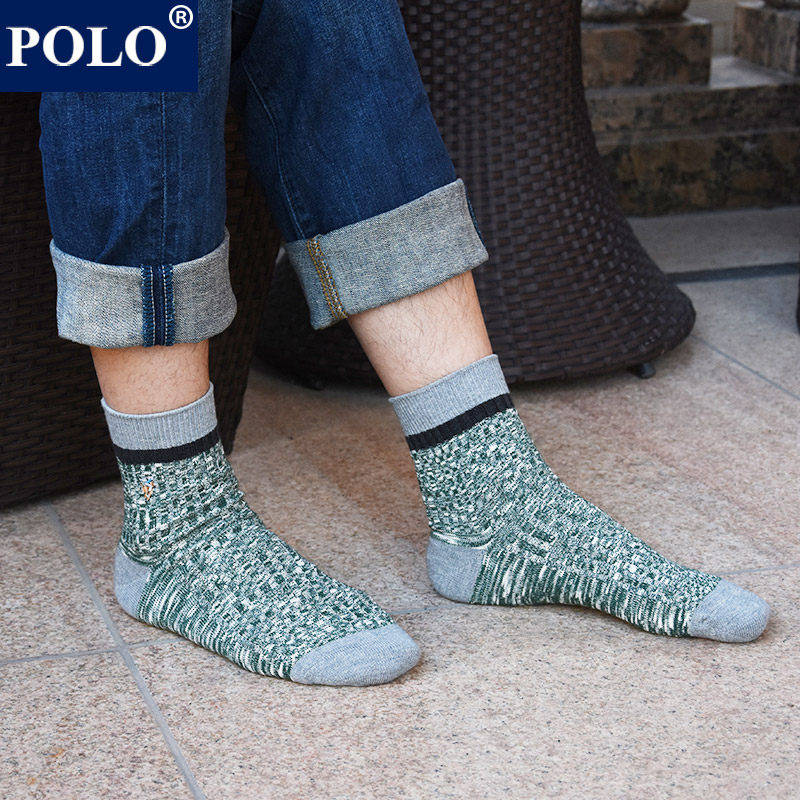 polo吸汗透气秋冬中厚休闲潮中筒袜 品伦内衣短袜/打底袜/丝袜/美腿袜