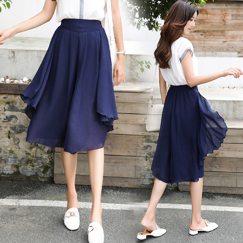 雪纺甩女士夏高腰温柔风休闲裤子 布思恋休闲裤