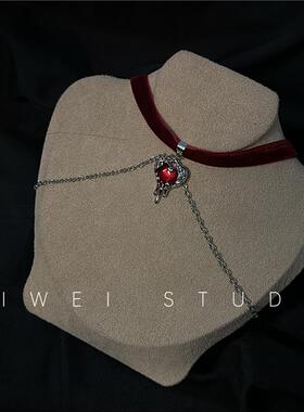 「藤蔓の心」甜酷风丝绒带choker女百搭辣妹暗黑系颈带哥风锁骨链