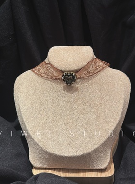 「中古咖」蕾丝复古少女珍珠爱心波西米亚日常百搭choker锁骨链女