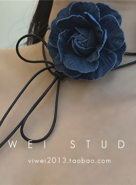 牛仔花朵搭配能手choker