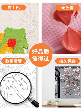 数字油画diy填色画花卉装饰画手工绘油彩丙烯画画填充涂色玉兰花