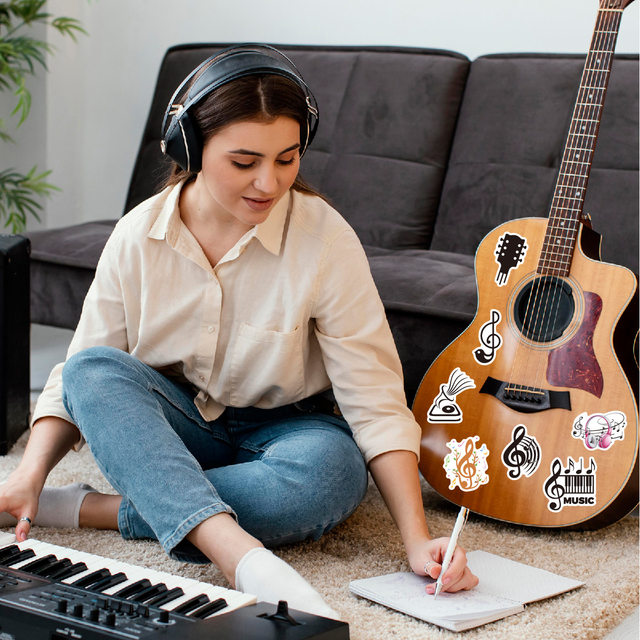 50 musical notes cartoon creative notebook guitar stickers