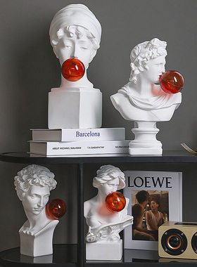 石膏像吹泡泡艺术雕塑北欧