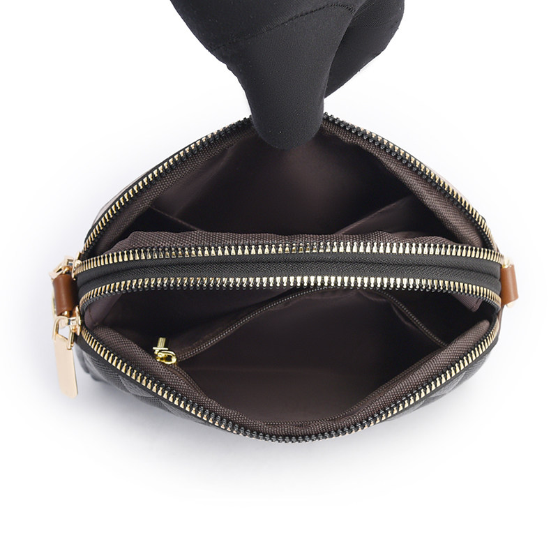 One shoulder crossbody fashionable double layer small genuine leather bag