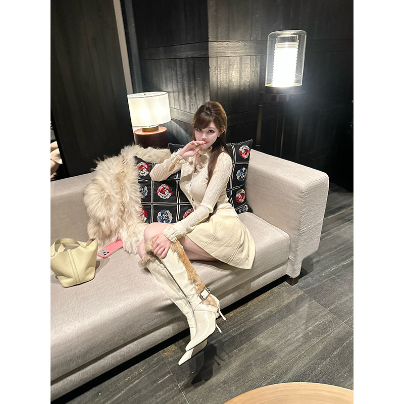 With 99jiu【时髦长靴】中古尖头细高跟长筒靴秋冬千禧时尚保暖鞋,淘宝优惠券,粉丝福利购,淘宝优惠卷