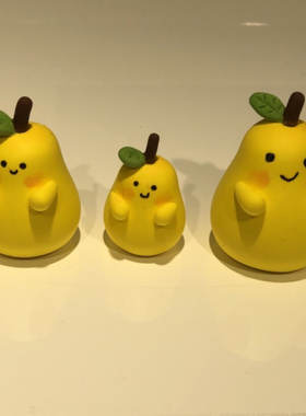 小鸭梨个性可爱桌面摆件车载汽车用品装饰公仔玩偶萌萌树脂纯手工