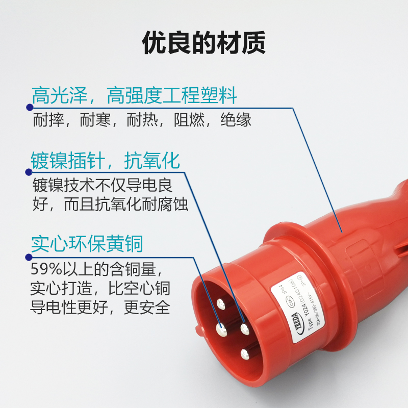 怡达4芯16A32A航空工业插头连接器Y024Y124Y224Y014Y114Y214YEEDA-图1