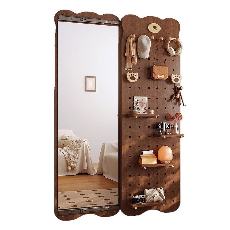 小熊洞洞板穿衣镜隐藏式推拉全身镜家用可关闭隐形贴墙玄关试衣镜,淘宝优惠券,粉丝福利购,淘宝优惠卷