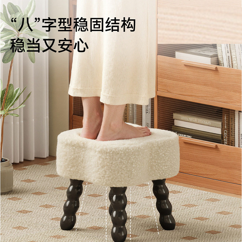 羊羔绒高级感矮凳客厅沙发脚凳玄关换鞋凳网红ins家用多用途坐墩,淘宝优惠券,粉丝福利购,淘宝优惠卷