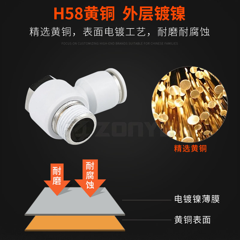 黑白色铜软管气管气动接头快速接头PH8-02外六角直角弯快插接头90,淘宝优惠券,粉丝福利购,淘宝优惠卷