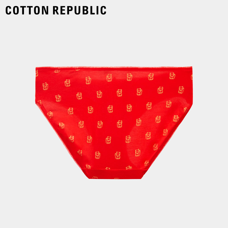 棉花共和国女本命年招财猫印花红内裤莫代尔舒适柔软性感51113516,淘宝优惠券,粉丝福利购,淘宝优惠卷