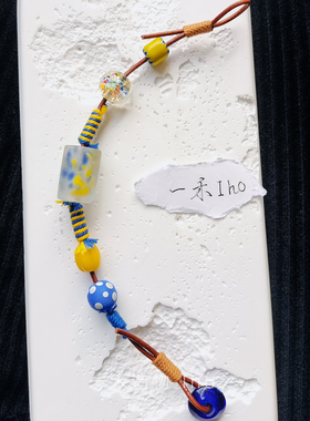 原创复古头层牛皮手绳尼泊尔西亚手作琉璃手串手链男女生情侣手串