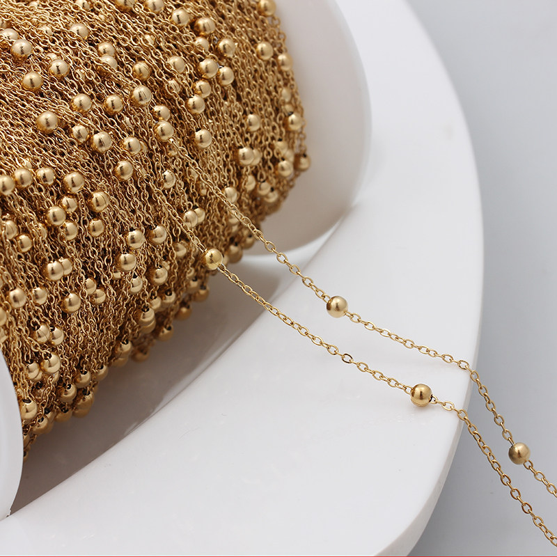 不掉色钛钢真空18k金包珠满天星链条手工特细金豆银豆链子diy配件,淘宝优惠券,粉丝福利购,淘宝优惠卷