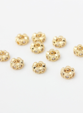 保色18K铜包金隔珠4mm锆石隔珠