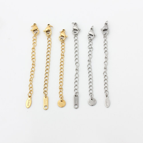 不掉色钛钢不锈钢镀18K金龙虾扣延长链加长链diy制作手链项链配件 - 图3