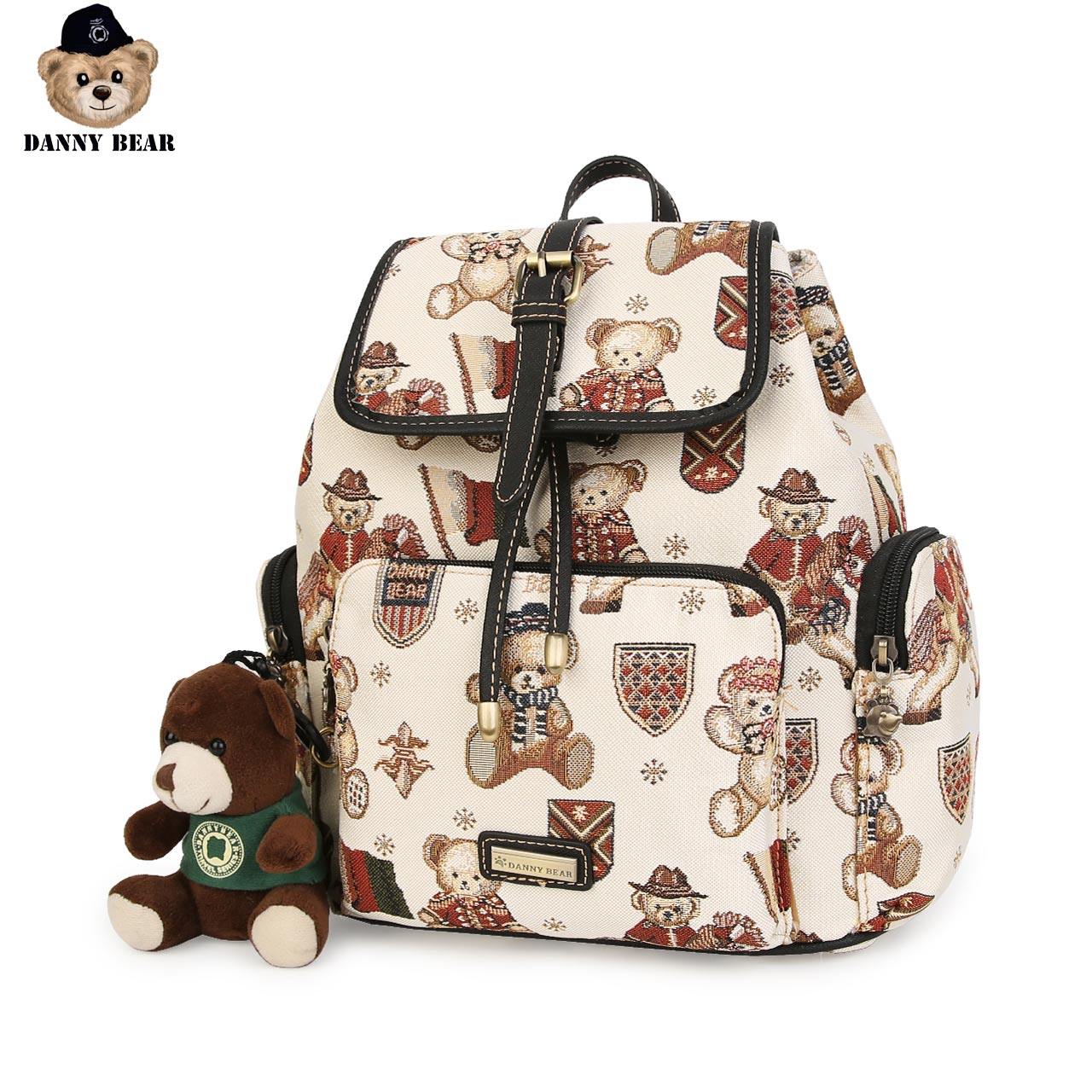 丹尼熊秋冬复古罗马小熊布包 dannybear酷玛仕双肩背包