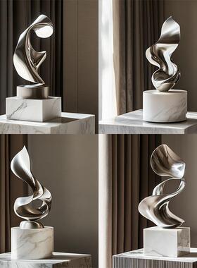 别墅大厅轻奢雕塑酒店大堂抽象仿铜摆件现代创意电镀炫彩雕塑饰品