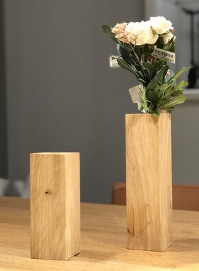 日式风客厅水培试管木质花瓶
