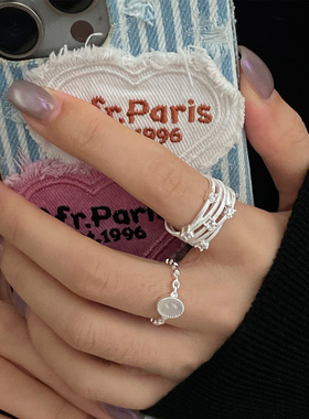 螺纹多层镶钻戒指女2025年新款