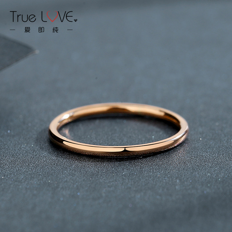 素圈黄金戒指女18k金光圈玫瑰金 ag爱即纯戒指/指环