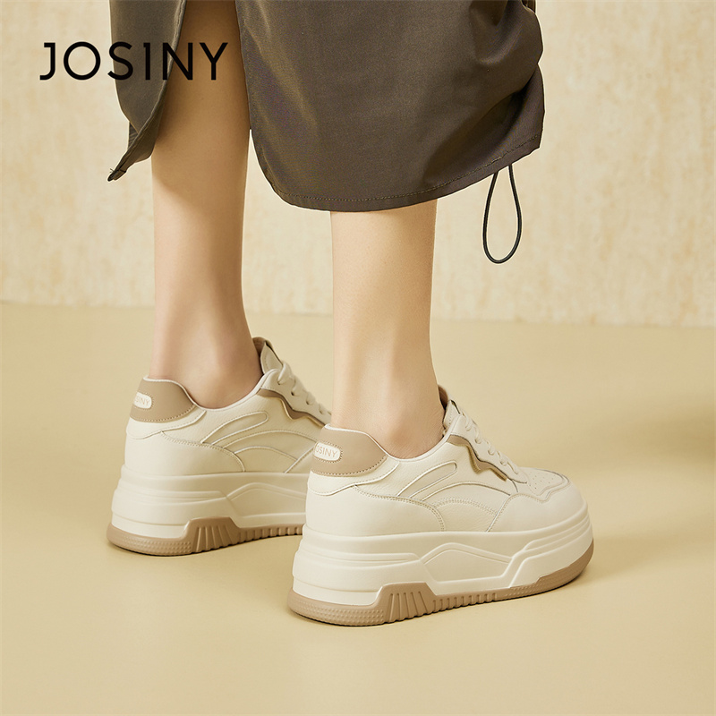 Josiny/卓诗尼2024年春季新款厚底小白鞋女时尚百搭休闲圆头板鞋-图2