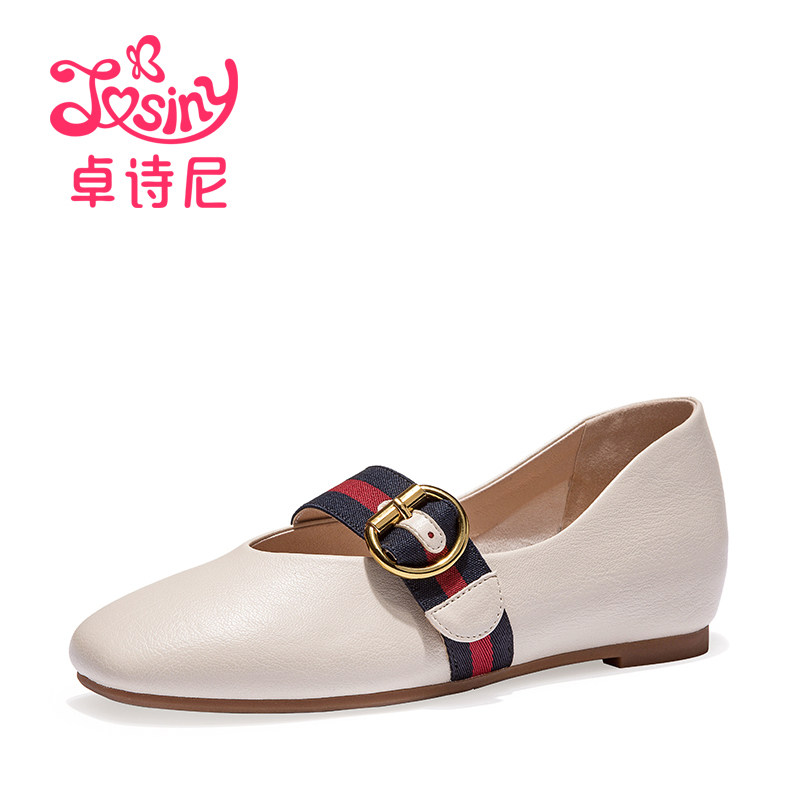 卓诗尼女鞋2018春秋季新款韩版百搭单鞋奶奶