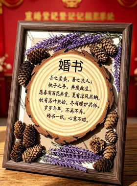 新中式婚书相框摆台创意diy结婚礼物桌面装饰摆件定制高级仪式感