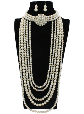 欧美夸张珍珠项链仿珍珠吊坠女