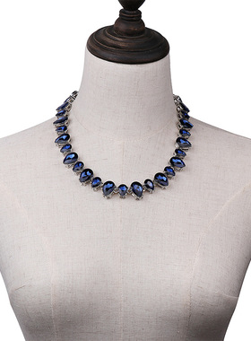 水晶宝石短款装饰品礼服毛衣链