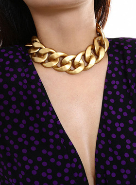 欧美夸张冷淡风颈部金属粗链条