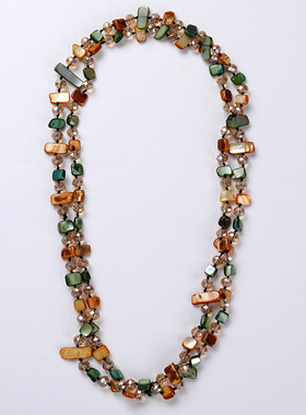 手工串珠水晶不规则中长毛衣链女