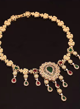 水钻树脂合金女锁骨链复古四件套