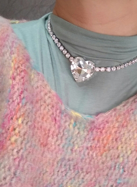 精致透明水晶爱心吊坠水钻大宝石