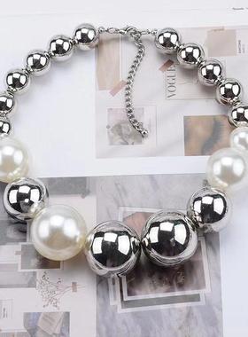 欧美大牌简约人造珍珠串珠项链